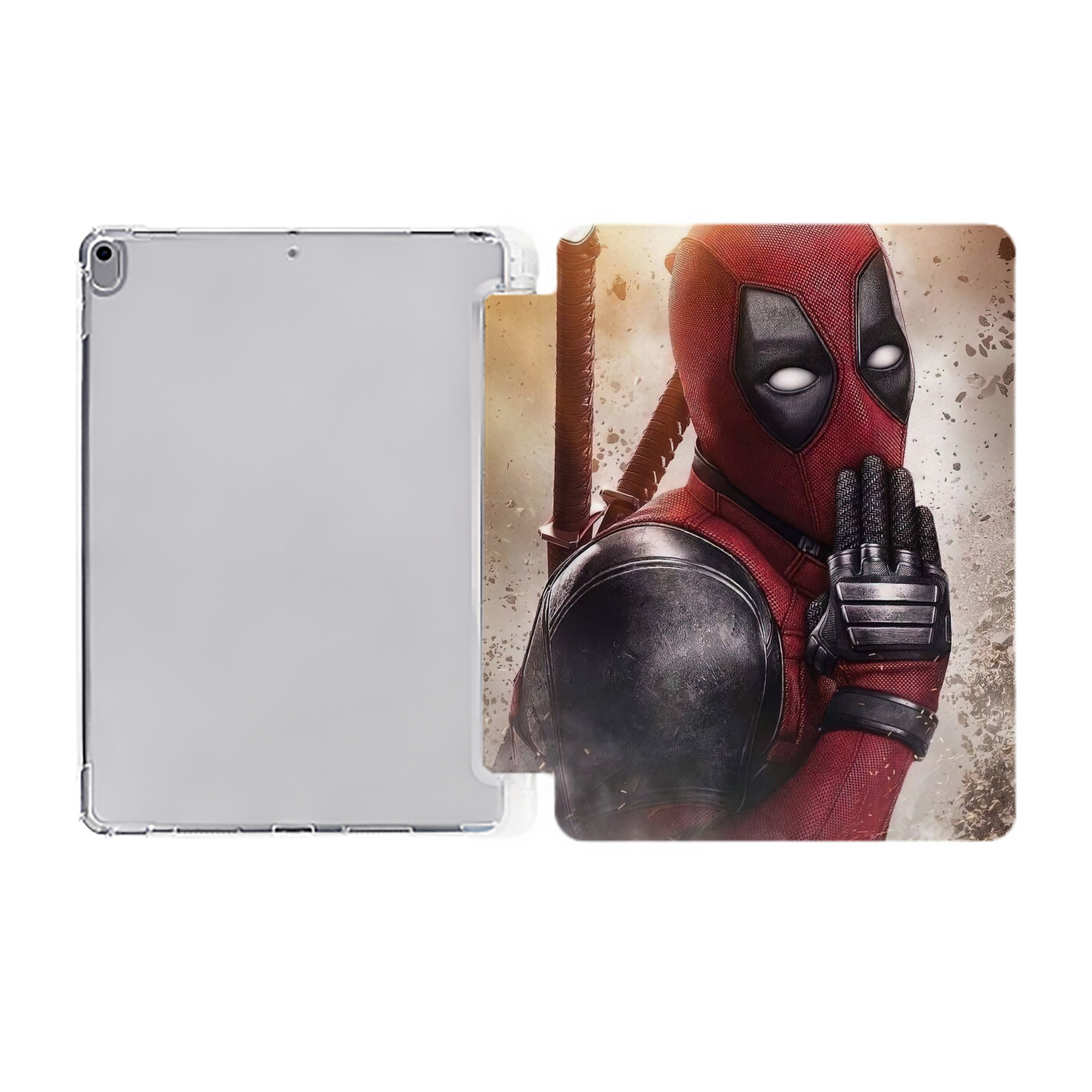（画像用） Deadpool デッドプール IPad ケース ペン収納付き 三つ折りスタンド PUレザー×シリコン 対応機種9.5/10.5/10.9インチ